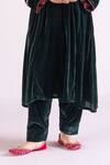 TA’Assur Green Velvet Embroidery, Sequins Split V-neck Eza Phiran Kurta Online at Aza Fashions TA’Assur_Green Velvet Embroidery, Sequins Split V-neck Eza Phiran Kurta _Online_at_Aza_Fashions