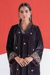 TA’Assur Purple Velvet Embroidery, Zari, Metallic Thread V-neck Ruhani Phiran Kurta Online at Aza Fashions TA’Assur_Purple Velvet Embroidery, Zari, Metallic Thread V-neck Ruhani Phiran Kurta _Online_at_Aza_Fashions