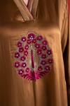 Shop TA’Assur Brown Embroidery, Sequins, Beads V-neck Nikhar Floral Phiran Kurta Shop_TA’Assur_Brown Embroidery, Sequins, Beads V-neck Nikhar Floral Phiran Kurta