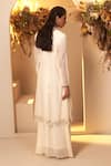 Shop Baidehi White Organza, Georgette, Cotton Cut Work, Floral Embroidered Jacket With Gown at Aza Fashions Shop_Baidehi_White Organza, Georgette, Cotton Cut Work, Floral Embroidered Jacket With Gown _at_Aza_Fashions