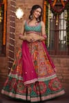Buy_Kalista_Multi Color Silk, Georgette, Tissue Aadhya Raw Floral Print Bridal Lehenga Set _at_Aza_Fashions