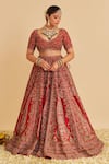 Buy_Sheetal Batra_Red , Organza Embroidery, Zari, Sequins Mahanoor Bridal Lehenga Set _Online_at_Aza_Fashions