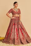 Sheetal Batra_Red , Organza Embroidery, Zari, Sequins Mahanoor Bridal Lehenga Set _at_Aza_Fashions