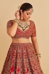 Buy_Sheetal Batra_Red , Organza Embroidery, Zari, Sequins Mahanoor Bridal Lehenga Set 