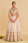 Sheetal Batra_Ivory , Organza Embroidery, Zari, Sequins, Pearls Farah Lehenga Set _Online