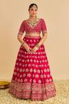 Sheetal Batra_Pink , Organza Embroidery, Zari V-neck Maira Raw Lehenga Set _Online