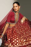 Buy_Mahima Mahajan_Red Chanderi , Organza Embroidery, Laxmi Hand Bridal Lehenga Set _Online_at_Aza_Fashions