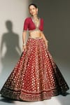 Shop_Mahima Mahajan_Red Chanderi , Organza Embroidery, Laxmi Hand Bridal Lehenga Set 
