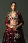 Mahima Mahajan_Red Chanderi , Organza Embroidery, Mirrors, Devi Hand Kali Lehenga Set _at_Aza_Fashions