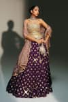 Buy_Mahima Mahajan_Purple Chanderi , Chanderi, Organza Bindiya Butti Lehenga Set _at_Aza_Fashions