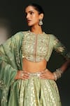Mahima Mahajan Green Chanderi, , Organza Embroidery, Sequins, Jiya Hand Lehenga Set Online Mahima Mahajan_Green Chanderi, , Organza Embroidery, Sequins, Jiya Hand Lehenga Set _Online