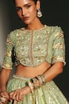 Buy Mahima Mahajan Green Chanderi, , Organza Embroidery, Sequins, Jiya Hand Lehenga Set Online Buy_Mahima Mahajan_Green Chanderi, , Organza Embroidery, Sequins, Jiya Hand Lehenga Set _Online