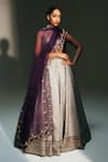 Mahima Mahajan Gray Chanderi , , Brocade, Organza Leela Hand Kali Lehenga Set at Aza Fashions Mahima Mahajan_Gray Chanderi , , Brocade, Organza Leela Hand Kali Lehenga Set _at_Aza_Fashions