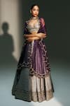 Shop Mahima Mahajan Gray Chanderi , , Brocade, Organza Leela Hand Kali Lehenga Set Shop_Mahima Mahajan_Gray Chanderi , , Brocade, Organza Leela Hand Kali Lehenga Set