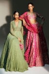 Mahima Mahajan Green Georgette, Silk Organza Embroidery Chaya Hand Anarkali With Dupatta at Aza Fashions Mahima Mahajan_Green Georgette, Silk Organza Embroidery Chaya Hand Anarkali With Dupatta _at_Aza_Fashions