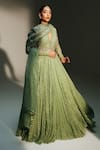 Mahima Mahajan Green Georgette, Silk Organza Embroidery Chaya Hand Anarkali With Dupatta Online Mahima Mahajan_Green Georgette, Silk Organza Embroidery Chaya Hand Anarkali With Dupatta _Online