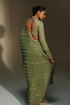 Shop Mahima Mahajan Green Georgette Sequins, Embroidery Unnati Pre-draped Saree With Blouse at Aza Fashions Shop_Mahima Mahajan_Green Georgette Sequins, Embroidery Unnati Pre-draped Saree With Blouse _at_Aza_Fashions