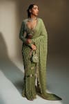 Buy Mahima Mahajan Green Georgette Sequins, Embroidery Unnati Pre-draped Saree With Blouse Online at Aza Fashions Buy_Mahima Mahajan_Green Georgette Sequins, Embroidery Unnati Pre-draped Saree With Blouse _Online_at_Aza_Fashions