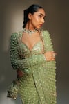 Mahima Mahajan Green Georgette Sequins, Embroidery Unnati Pre-draped Saree With Blouse at Aza Fashions Mahima Mahajan_Green Georgette Sequins, Embroidery Unnati Pre-draped Saree With Blouse _at_Aza_Fashions