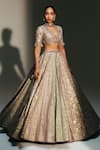 Shop Mahima Mahajan Gray Chanderi, Organza, Embroidery, Beads, Noorah Hand Lehenga Set Online at Aza Fashions Shop_Mahima Mahajan_Gray Chanderi, Organza, Embroidery, Beads, Noorah Hand Lehenga Set _Online_at_Aza_Fashions