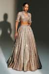 Shop Mahima Mahajan Gray Chanderi, Organza, Embroidery, Beads, Noorah Hand Lehenga Set Shop_Mahima Mahajan_Gray Chanderi, Organza, Embroidery, Beads, Noorah Hand Lehenga Set