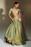 Buy Mahima Mahajan Green Chanderi , Organza Embroidery, Sita Hand Kali Lehenga Set Online at Aza Fashions Buy_Mahima Mahajan_Green Chanderi , Organza Embroidery, Sita Hand Kali Lehenga Set _Online_at_Aza_Fashions