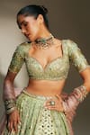 Buy Mahima Mahajan Green Chanderi , Organza Embroidery, Sita Hand Kali Lehenga Set Buy_Mahima Mahajan_Green Chanderi , Organza Embroidery, Sita Hand Kali Lehenga Set
