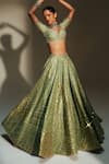 Shop Mahima Mahajan Green Chanderi , Organza Embroidery, Sita Hand Kali Lehenga Set Shop_Mahima Mahajan_Green Chanderi , Organza Embroidery, Sita Hand Kali Lehenga Set