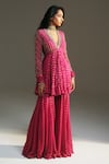 Buy Mahima Mahajan Fuchsia Georgette Embroidery, Foil Naina Hand Peplum Kurta And Sharara Set Online at Aza Fashions Buy_Mahima Mahajan_Fuchsia Georgette Embroidery, Foil Naina Hand Peplum Kurta And Sharara Set _Online_at_Aza_Fashions