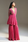 Mahima Mahajan Fuchsia Georgette Embroidery, Foil Naina Hand Peplum Kurta And Sharara Set at Aza Fashions Mahima Mahajan_Fuchsia Georgette Embroidery, Foil Naina Hand Peplum Kurta And Sharara Set _at_Aza_Fashions