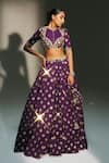 Shop Mahima Mahajan Purple Chanderi , Organza, , Chanderi, Shubhi Hand Lehenga Set Online at Aza Fashions Shop_Mahima Mahajan_Purple Chanderi , Organza, , Chanderi, Shubhi Hand Lehenga Set _Online_at_Aza_Fashions