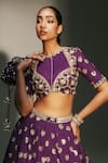 Mahima Mahajan Purple Chanderi , Organza, , Chanderi, Shubhi Hand Lehenga Set Online Mahima Mahajan_Purple Chanderi , Organza, , Chanderi, Shubhi Hand Lehenga Set _Online