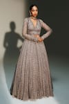 Buy_Mahima Mahajan_Gray Georgette, Silk Organza Sidra Hand Embroidered Anarkali With Dupatta 
