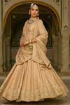 Sheetal Batra_Gold , Organza Embroidery, Zari, Sequins Round Neck Aaliya Lehenga Set _Online_at_Aza_Fashions
