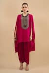 Buy Prisho Red Sequins, Beads, Embroidery Round Neck Yoke Kaftan With Pant Online at Aza Fashions Buy_Prisho_Red Sequins, Beads, Embroidery Round Neck Yoke Kaftan With Pant _Online_at_Aza_Fashions