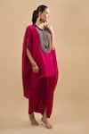 Prisho Red Sequins, Beads, Embroidery Round Neck Yoke Kaftan With Pant at Aza Fashions Prisho_Red Sequins, Beads, Embroidery Round Neck Yoke Kaftan With Pant _at_Aza_Fashions
