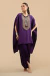 Buy Prisho Purple Sequins, Zari, Embroidery Round Neck Zardozi Kaftan With Pant at Aza Fashions Buy_Prisho_Purple Sequins, Zari, Embroidery Round Neck Zardozi Kaftan With Pant _at_Aza_Fashions