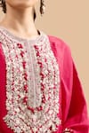 Shop Prisho Red Embroidery, Beads Round Neck Thread Kaftan With Pant Online at Aza Fashions Shop_Prisho_Red Embroidery, Beads Round Neck Thread Kaftan With Pant _Online_at_Aza_Fashions