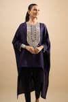 Prisho Blue Embroidery, Sequins, Stones Round Neck Thread Work Kaftan With Pant at Aza Fashions Prisho_Blue Embroidery, Sequins, Stones Round Neck Thread Work Kaftan With Pant _at_Aza_Fashions