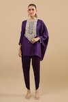 Shop Prisho Purple Embroidery, Sequins, Beads Round Neck Threadwork Kaftan With Pant Online at Aza Fashions Shop_Prisho_Purple Embroidery, Sequins, Beads Round Neck Threadwork Kaftan With Pant _Online_at_Aza_Fashions