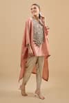 Buy Prisho Peach Embroidery, Tassels Round Neck Kaftan With Pant at Aza Fashions Buy_Prisho_Peach Embroidery, Tassels Round Neck Kaftan With Pant _at_Aza_Fashions