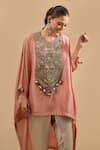 Prisho Peach Embroidery, Tassels Round Neck Kaftan With Pant at Aza Fashions Prisho_Peach Embroidery, Tassels Round Neck Kaftan With Pant _at_Aza_Fashions