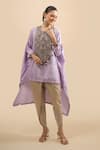 Buy Prisho Purple Embroidery, Tassels Round Neck Asymmetric Kaftan With Pant at Aza Fashions Buy_Prisho_Purple Embroidery, Tassels Round Neck Asymmetric Kaftan With Pant _at_Aza_Fashions