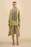 Buy Prisho Green Embroidery, Pom-poms Round Neck Resham Kaftan With Pant Online at Aza Fashions Buy_Prisho_Green Embroidery, Pom-poms Round Neck Resham Kaftan With Pant _Online_at_Aza_Fashions