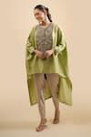 Buy Prisho Green Embroidery, Pom-poms Round Neck Resham Kaftan With Pant at Aza Fashions Buy_Prisho_Green Embroidery, Pom-poms Round Neck Resham Kaftan With Pant _at_Aza_Fashions