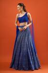 Shop Seema Gujral Blue Net Embroidery, Metallic Thread, Sequins Lehenga With Blouse Online at Aza Fashions Shop_Seema Gujral_Blue Net Embroidery, Metallic Thread, Sequins Lehenga With Blouse _Online_at_Aza_Fashions