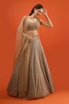Buy Seema Gujral Gold Net Embroidery, Sequins One Shoulder Lehenga With Draped Blouse Online at Aza Fashions Buy_Seema Gujral_Gold Net Embroidery, Sequins One Shoulder Lehenga With Draped Blouse _Online_at_Aza_Fashions