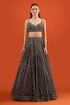 Seema Gujral_Black Silk Sequins, Embroidery, Beads Sweetheart Neck Raw Lehenga Set _Online_at_Aza_Fashions