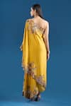 Shop Anamika Khanna Yellow Embroidery, Sequins, Zari Off-shoulder, Bandeau Kurta Draped Skirt Set at Aza Fashions Shop_Anamika Khanna_Yellow Embroidery, Sequins, Zari Off-shoulder, Bandeau Kurta Draped Skirt Set _at_Aza_Fashions