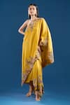 Buy Anamika Khanna Yellow Embroidery, Sequins, Zari Off-shoulder, Bandeau Kurta Draped Skirt Set at Aza Fashions Buy_Anamika Khanna_Yellow Embroidery, Sequins, Zari Off-shoulder, Bandeau Kurta Draped Skirt Set _at_Aza_Fashions
